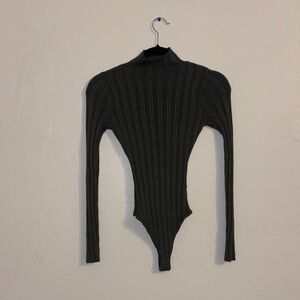 Abercrombie & Fitch Dark Gray Ribbed Bodysuit